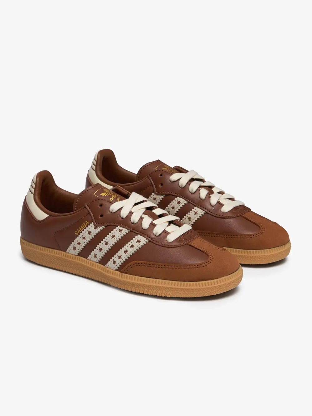 adidas Samba OG Shoes in Cloud White & Preloved Brown